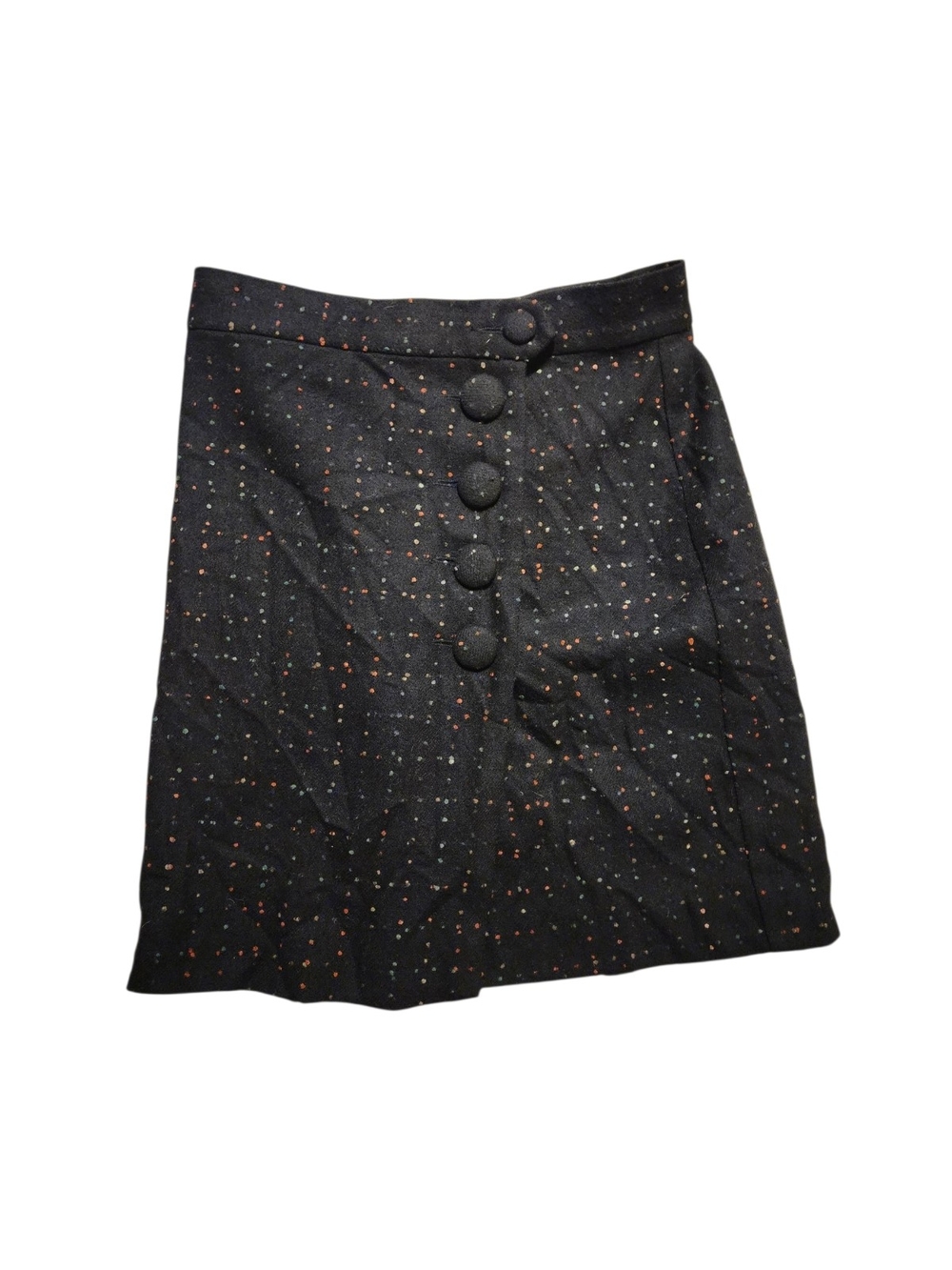 Mason by Michelle Mason Wool Silk Speckled Button Front Mini Skirt, Size 6